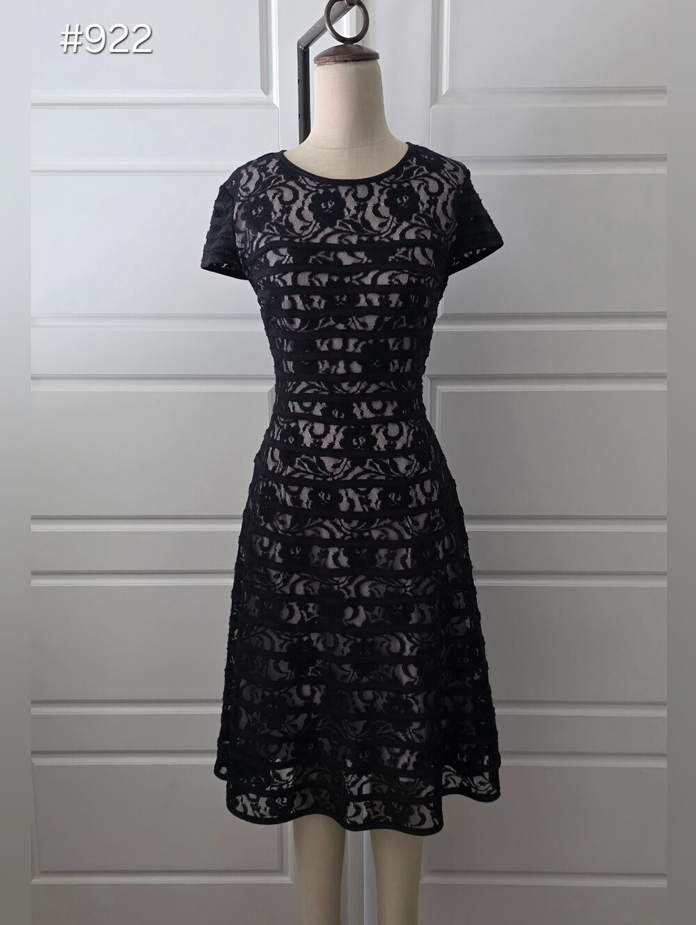 Alfani Black Lace Fit & Flare Short-Sleeve Dress